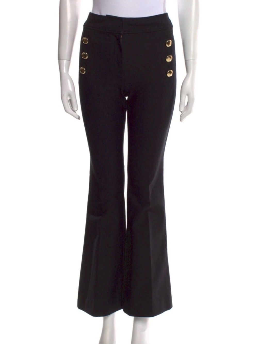 10 Crosby Derek Lam Black Flare Pants with Gold Buttons size 2